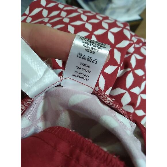 Ann Taylor Size 4 Marisa Red White Loft Pants Geometric Skinny Crop Pockets - Picture 12 of 13